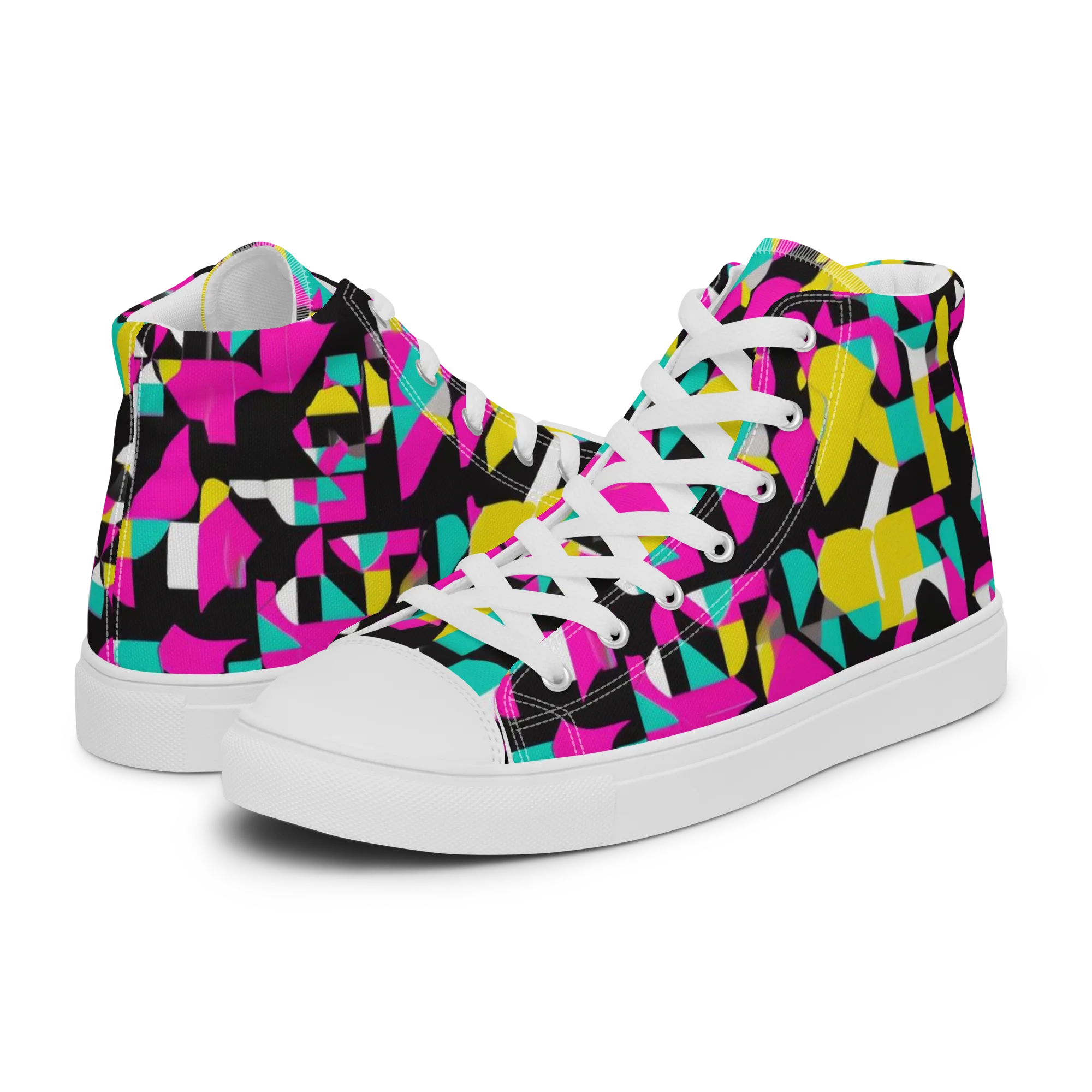 Afterimage Grid on Women's High Top Canvas Shoes — Left