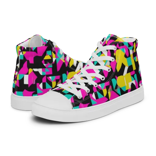 Afterimage Grid on a Women's High Top Canvas Shoes
