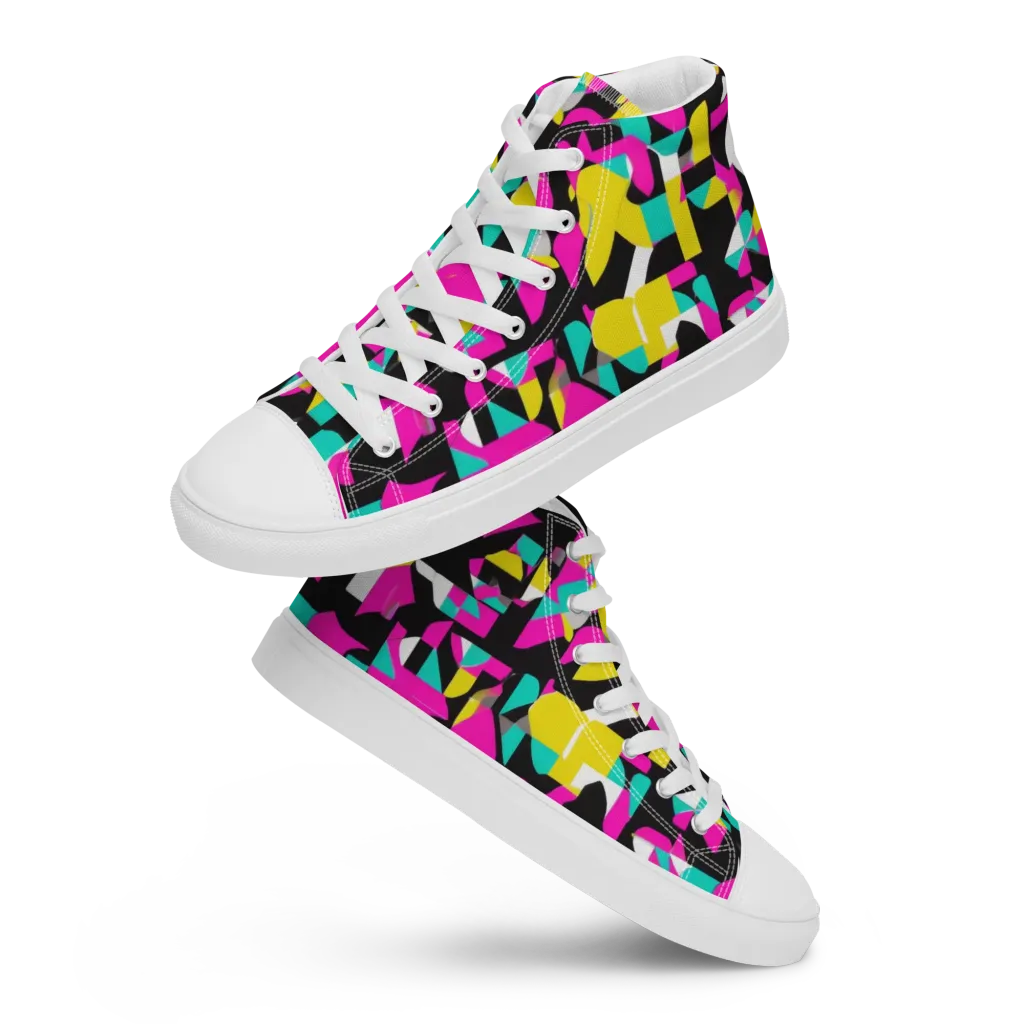 Afterimage Grid on Women's High Top Canvas Shoes — Front