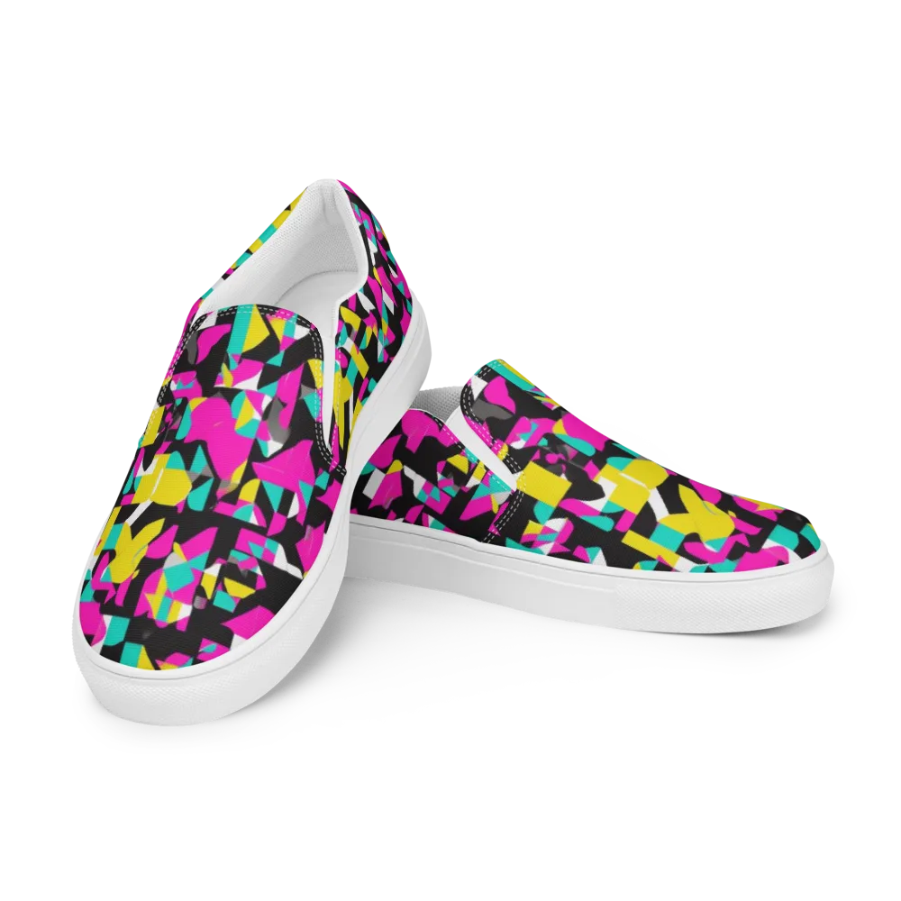 Afterimage Grid on Men's Slip-On Canvas Shoes — Left Front