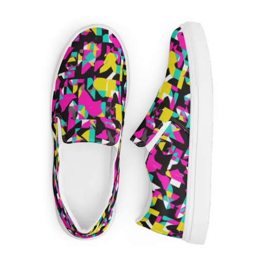 Afterimage Grid on a Men's Slip-On Canvas Shoes