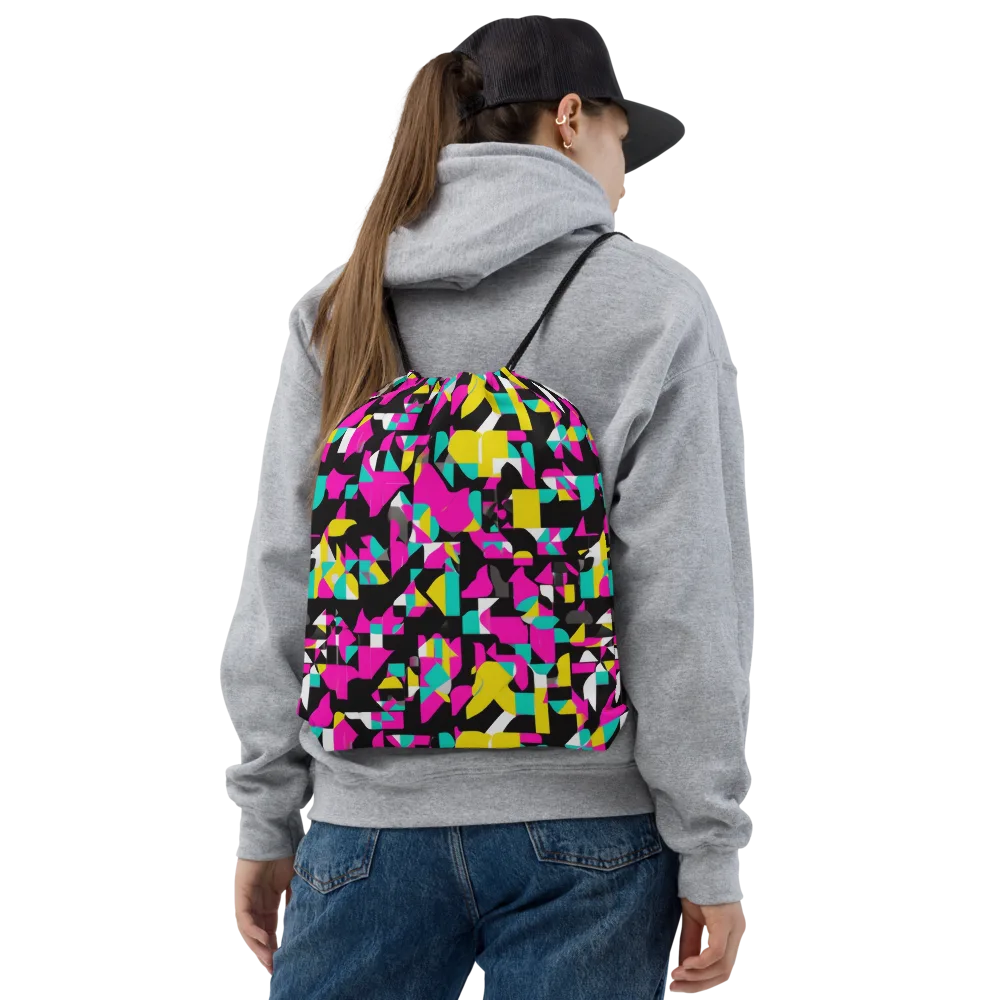 Afterimage Grid on Drawstring Bag — Front