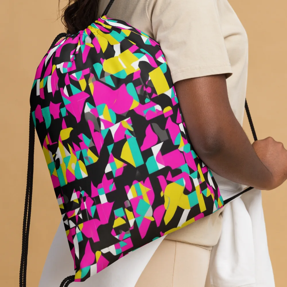 Afterimage Grid on Drawstring Bag — Front