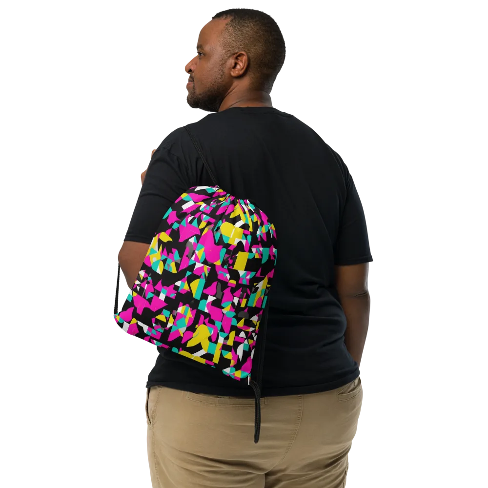 Afterimage Grid on Drawstring Bag — Front