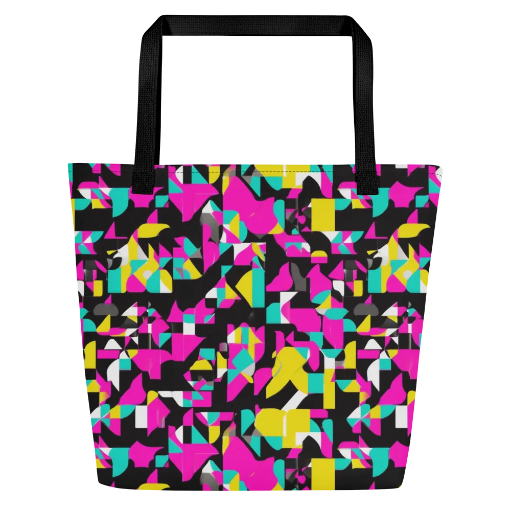 Afterimage Grid on Large Tote Bag W/ Pocket — Front