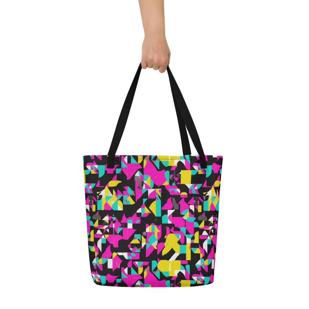 Afterimage Grid on Large Tote Bag W/ Pocket — Front