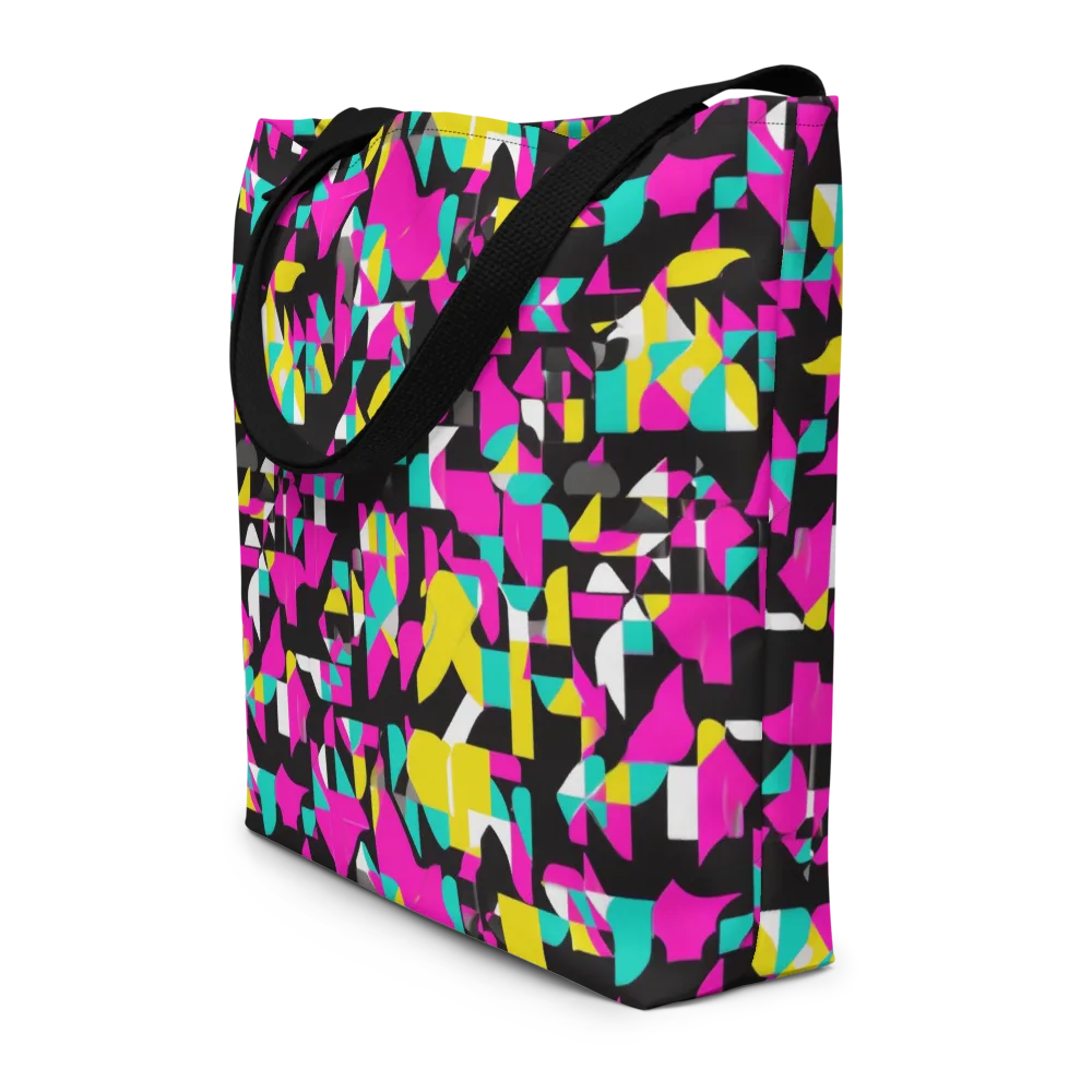Afterimage Grid on Large Tote Bag W/ Pocket — Front