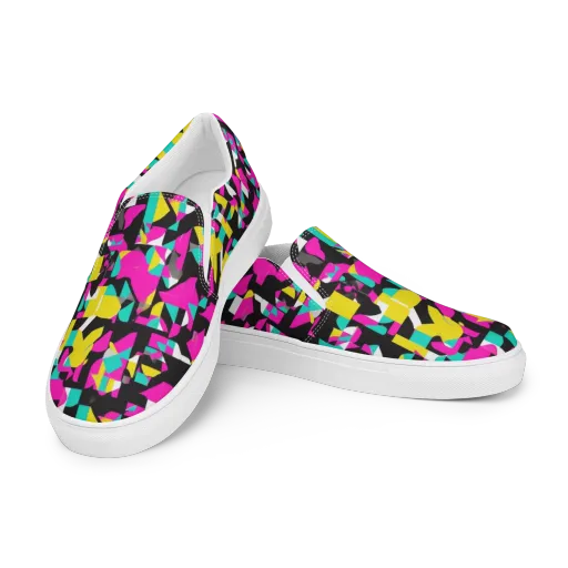 Afterimage Grid on a Women's Slip-On Canvas Shoes