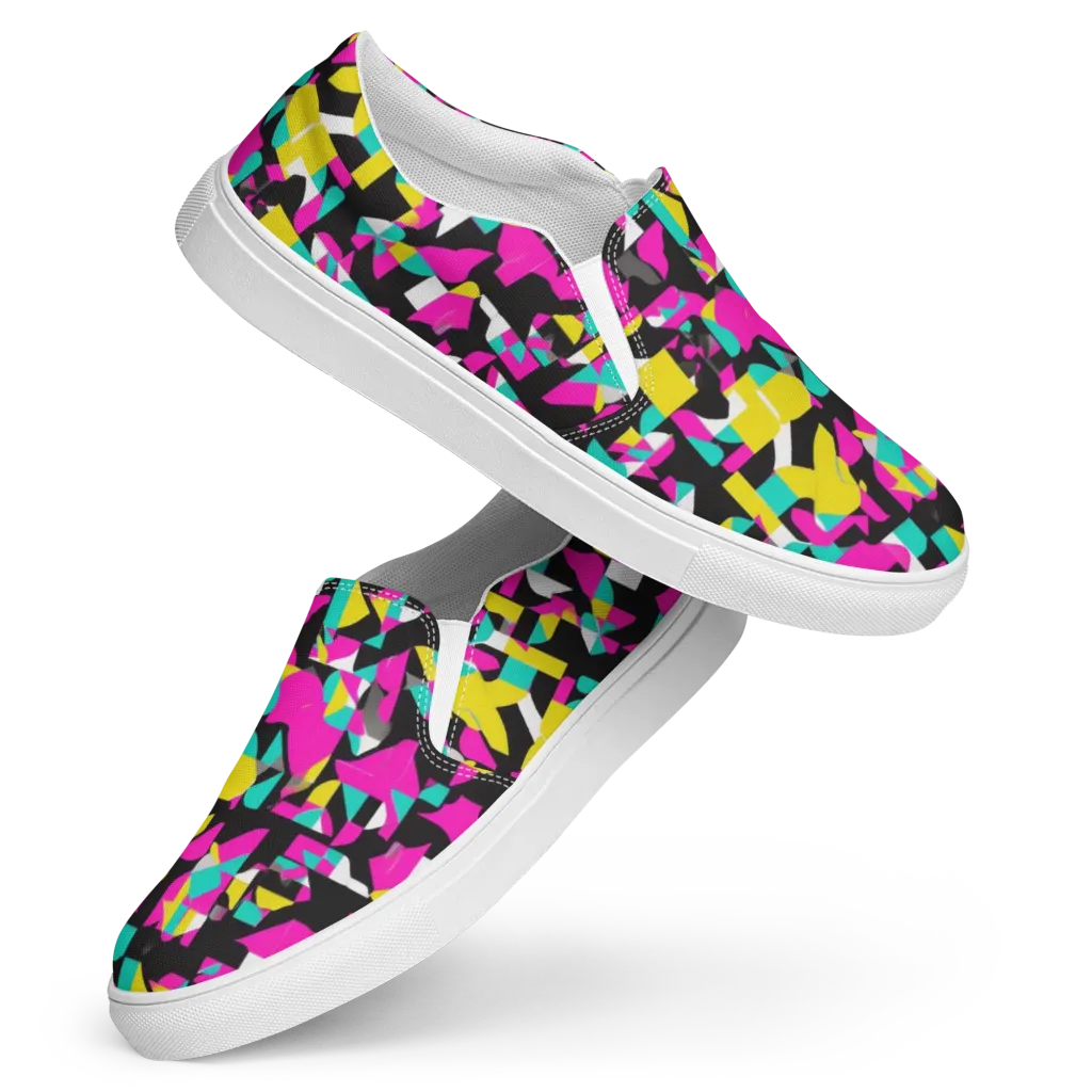 Afterimage Grid on Women's Slip-On Canvas Shoes — Front