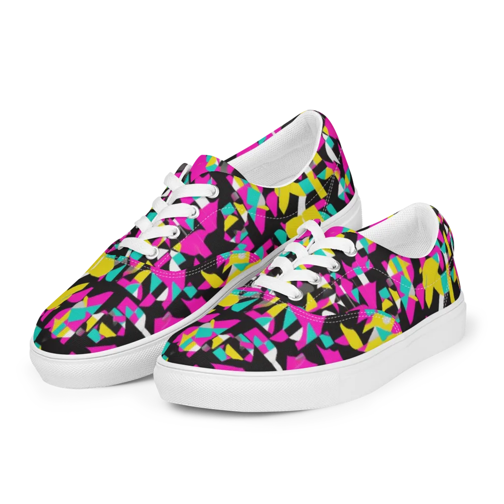 Afterimage Grid on Men's Lace-Up Canvas Shoes — Left Front