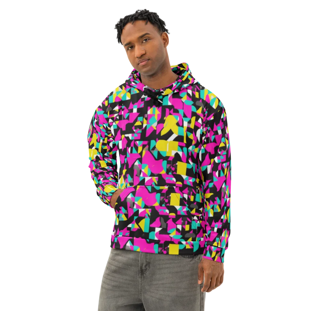 Afterimage Grid on Cotton Hoodie — Left Front