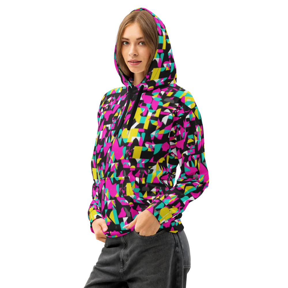 Afterimage Grid on Cotton Hoodie — Left Front
