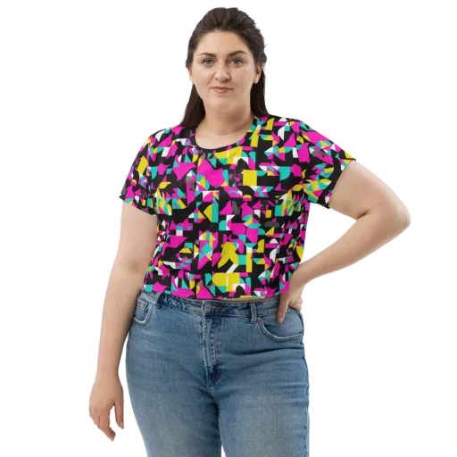 Afterimage Grid on a Crop Tee