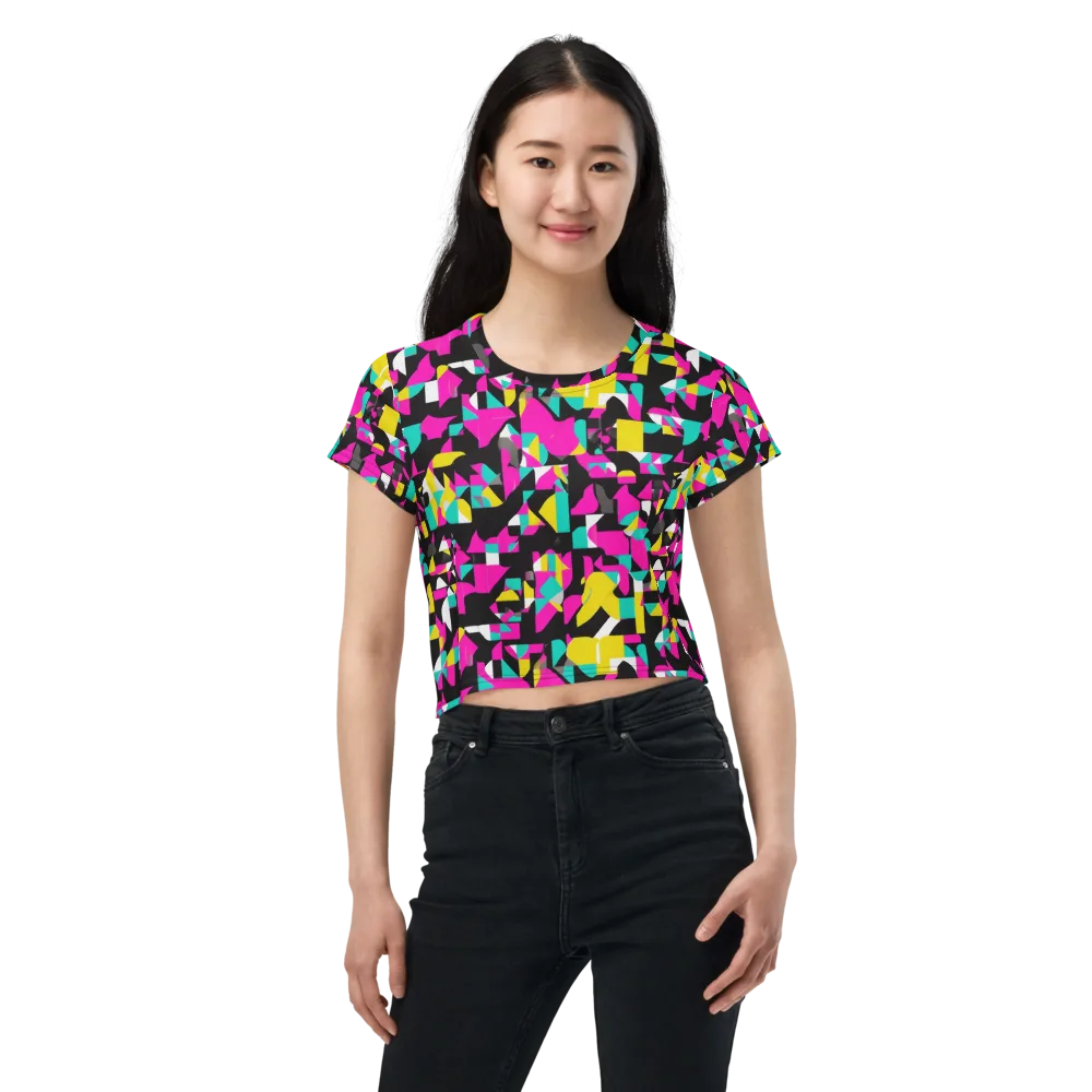 Afterimage Grid on Crop Tee — Front