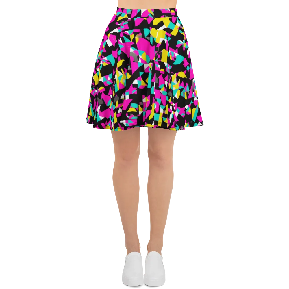 Afterimage Grid on Skater Skirt — Front