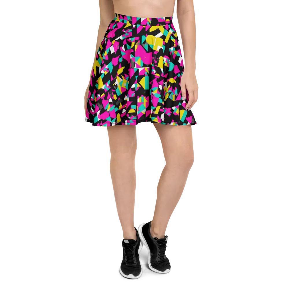 Afterimage Grid on Skater Skirt — Front