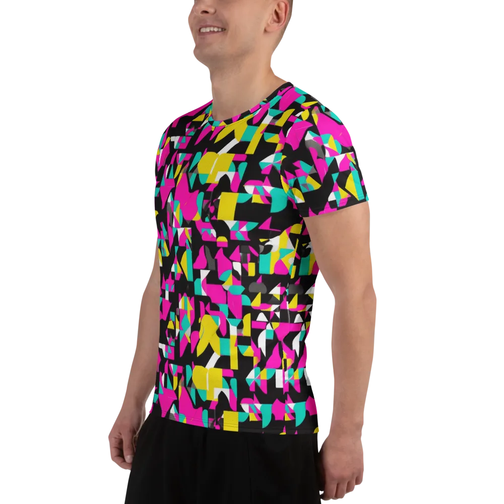Afterimage Grid on Men's Athletic T-Shirt — Left