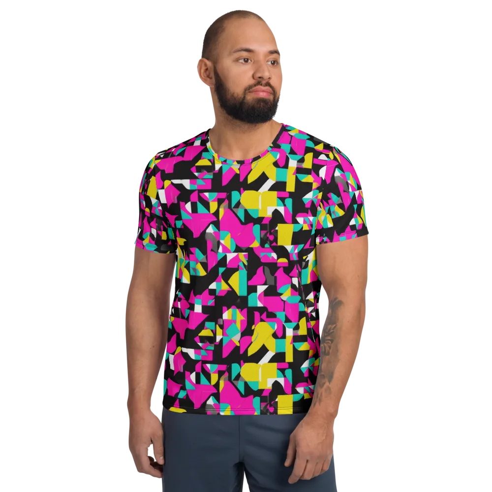 Afterimage Grid on Men's Athletic T-Shirt — Front