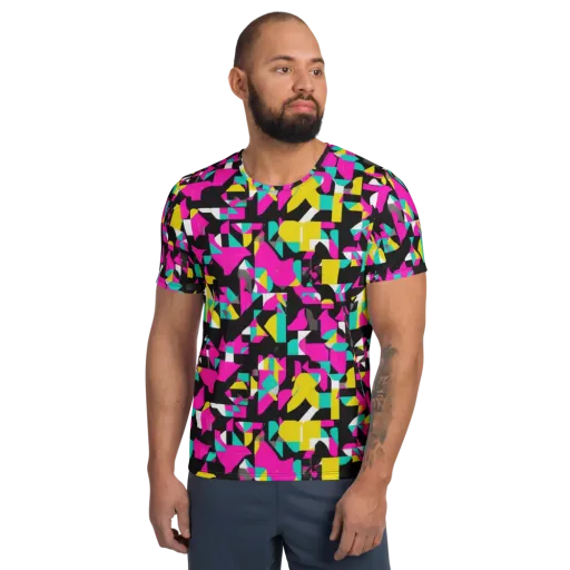 Afterimage Grid on a Men's Athletic T-Shirt