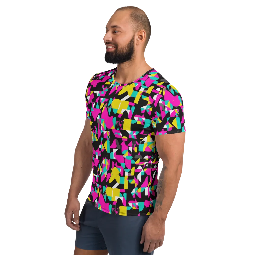 Afterimage Grid on Men's Athletic T-Shirt — Left