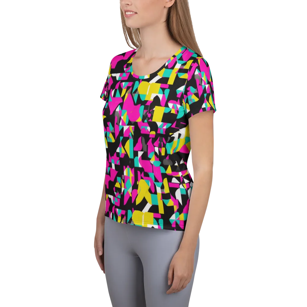 Afterimage Grid on Women's Athletic T-Shirt — Left