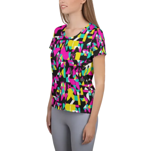 Afterimage Grid on a Women's Athletic T-Shirt