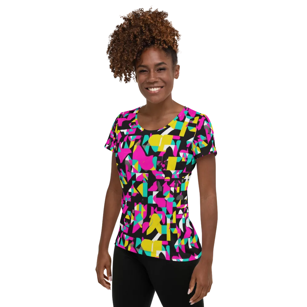 Afterimage Grid on Women's Athletic T-Shirt — Left
