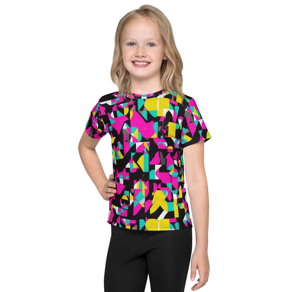 Afterimage Grid on Kids Crew Neck T-Shirt — Front