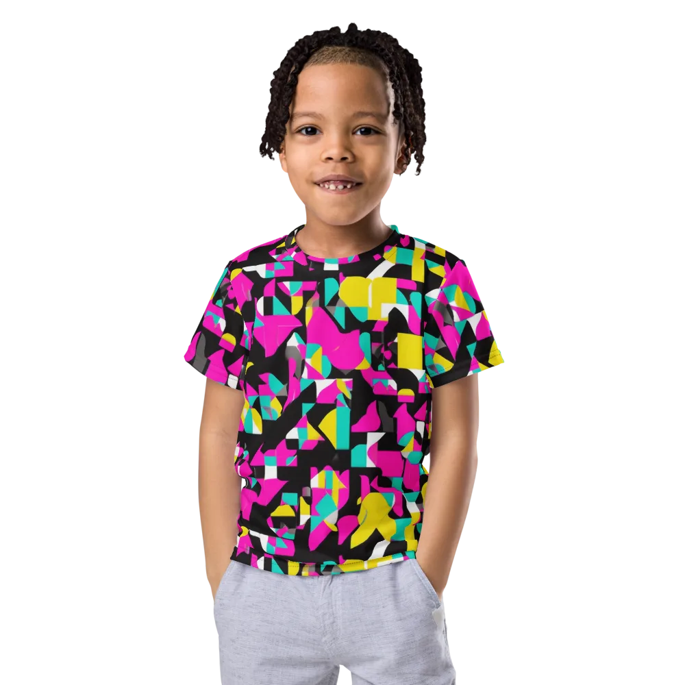 Afterimage Grid on Kids Crew Neck T-Shirt — Front