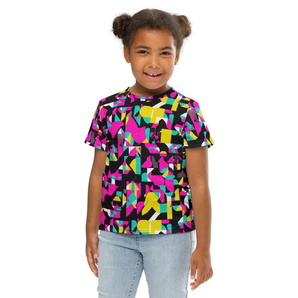 Afterimage Grid on Kids Crew Neck T-Shirt — Front