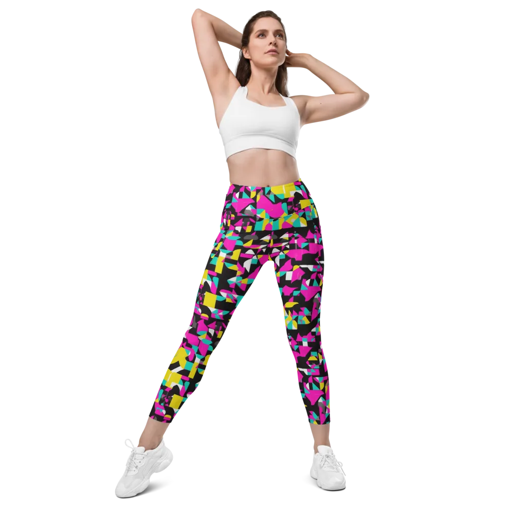 Afterimage Grid on Leggings with Pockets — Front