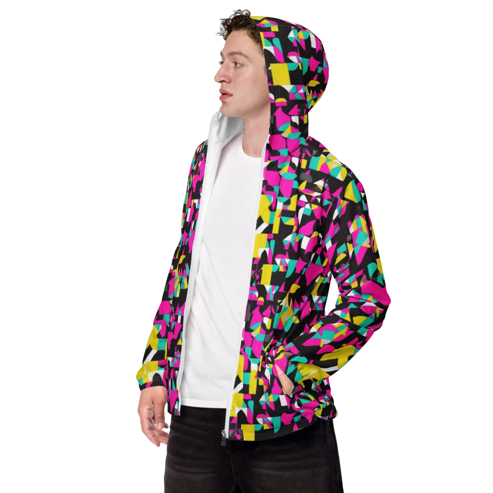 Afterimage Grid on Men's Windbreaker — Left Front