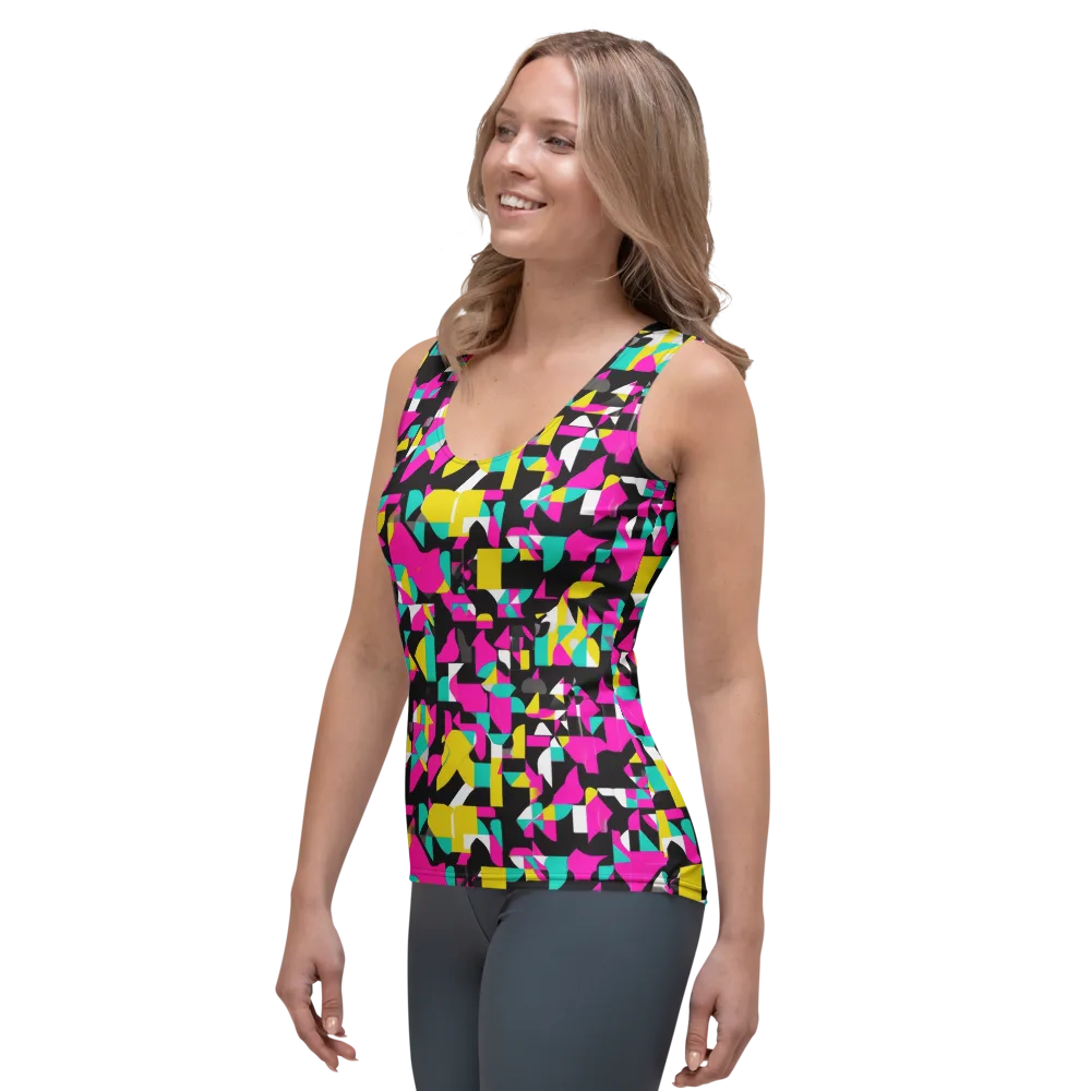 Afterimage Grid on Women's Tank Top — Left Front