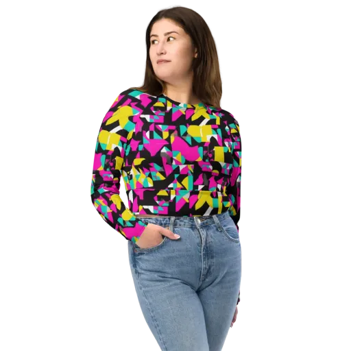 Afterimage Grid on a Long Sleeve Crop Top