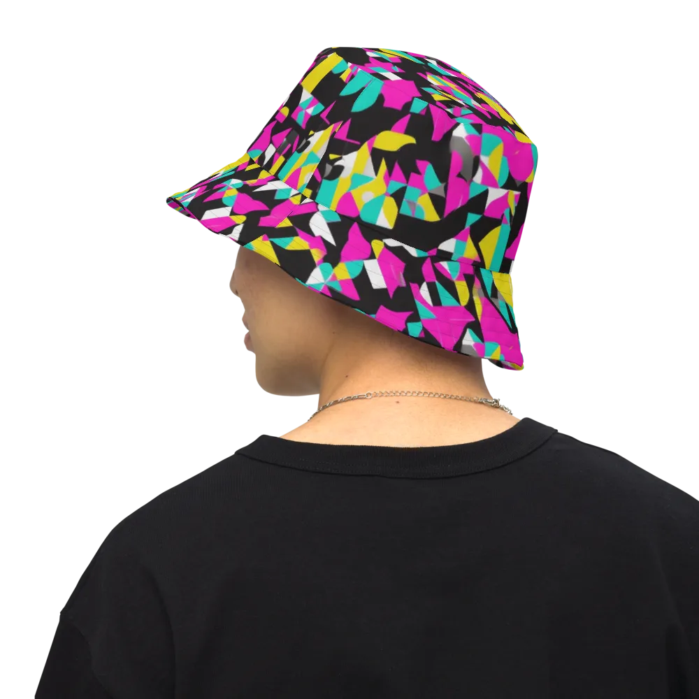 Afterimage Grid on Reversible Bucket Hat — Back Inside