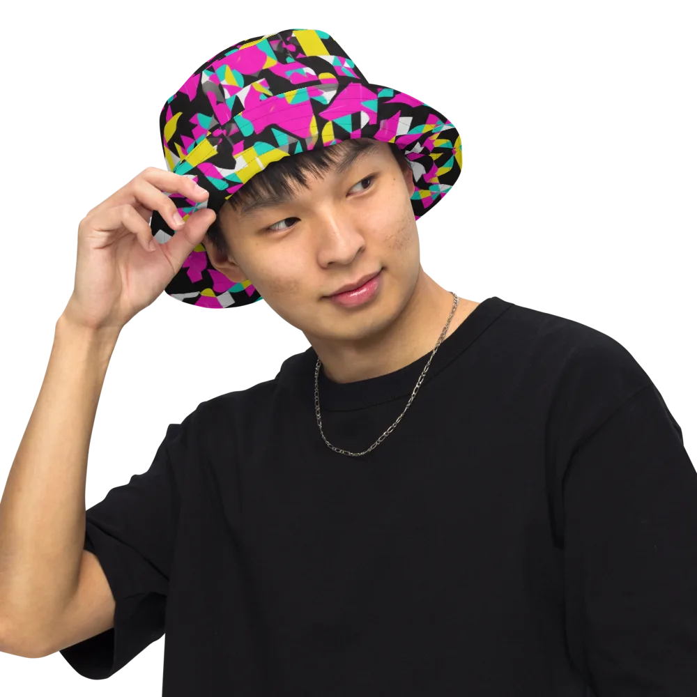 Afterimage Grid on Reversible Bucket Hat — Front Inside