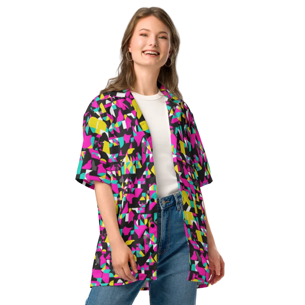 Afterimage Grid on Button Shirt — Front