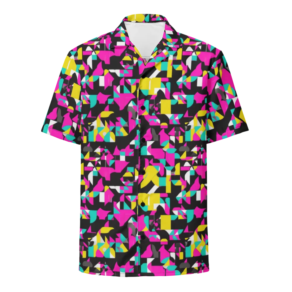 Afterimage Grid on Button Shirt — Front