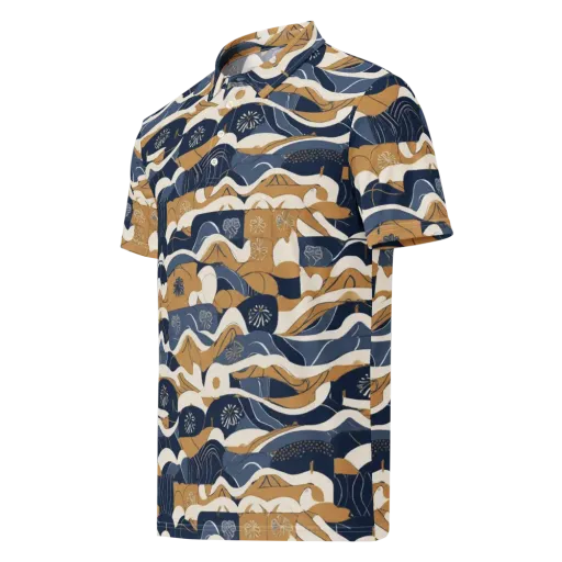 Indigo Tide Almanac on a Men's Slim Fit Polo Shirt