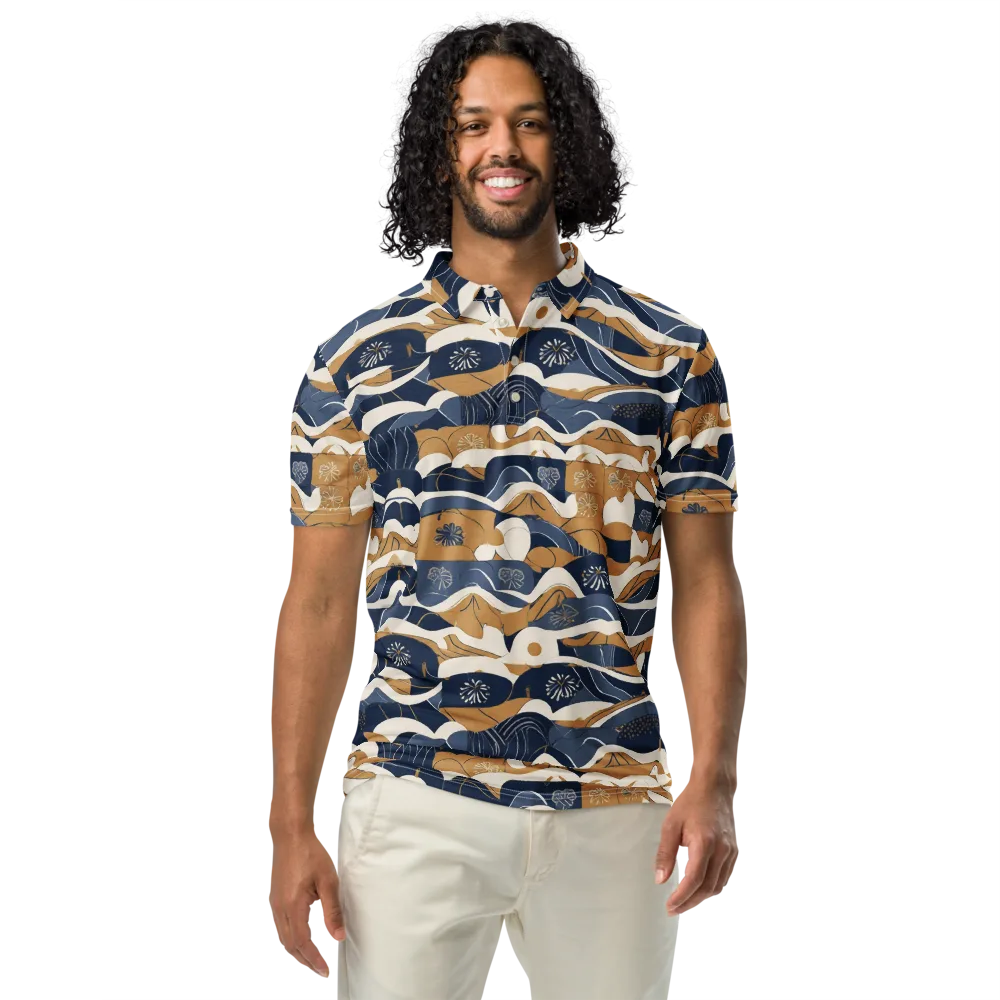Indigo Tide Almanac on Men's Slim Fit Polo Shirt — Front