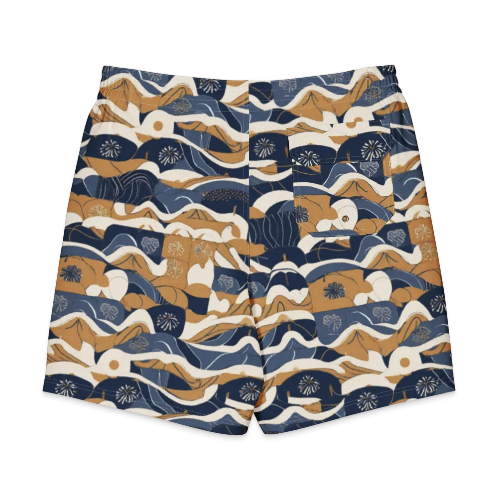 Indigo Tide Almanac on Men's Board Shorts — Back