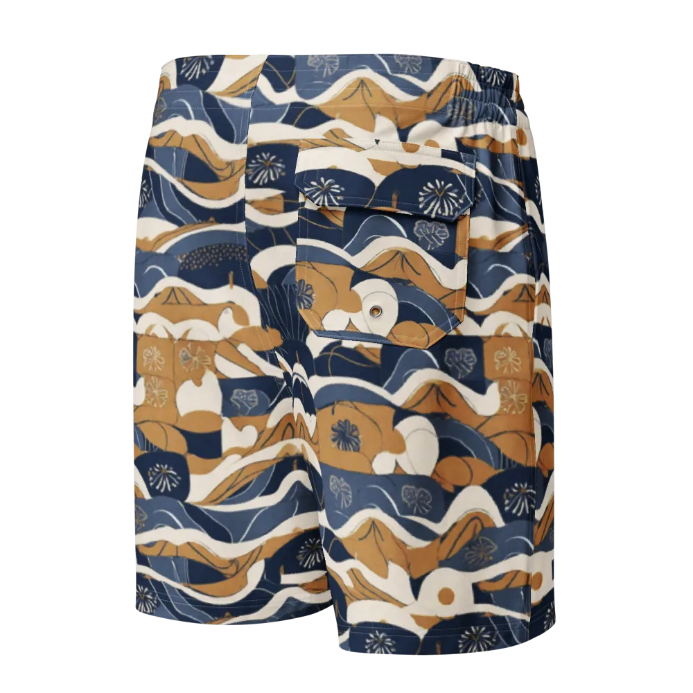 Indigo Tide Almanac on Men's Board Shorts — Back