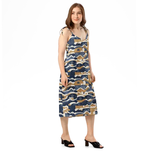 Indigo Tide Almanac on a Slip Dress