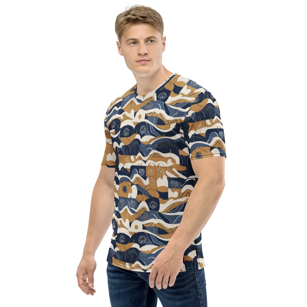 Indigo Tide Almanac on Men's Crew Neck T-Shirt — Left