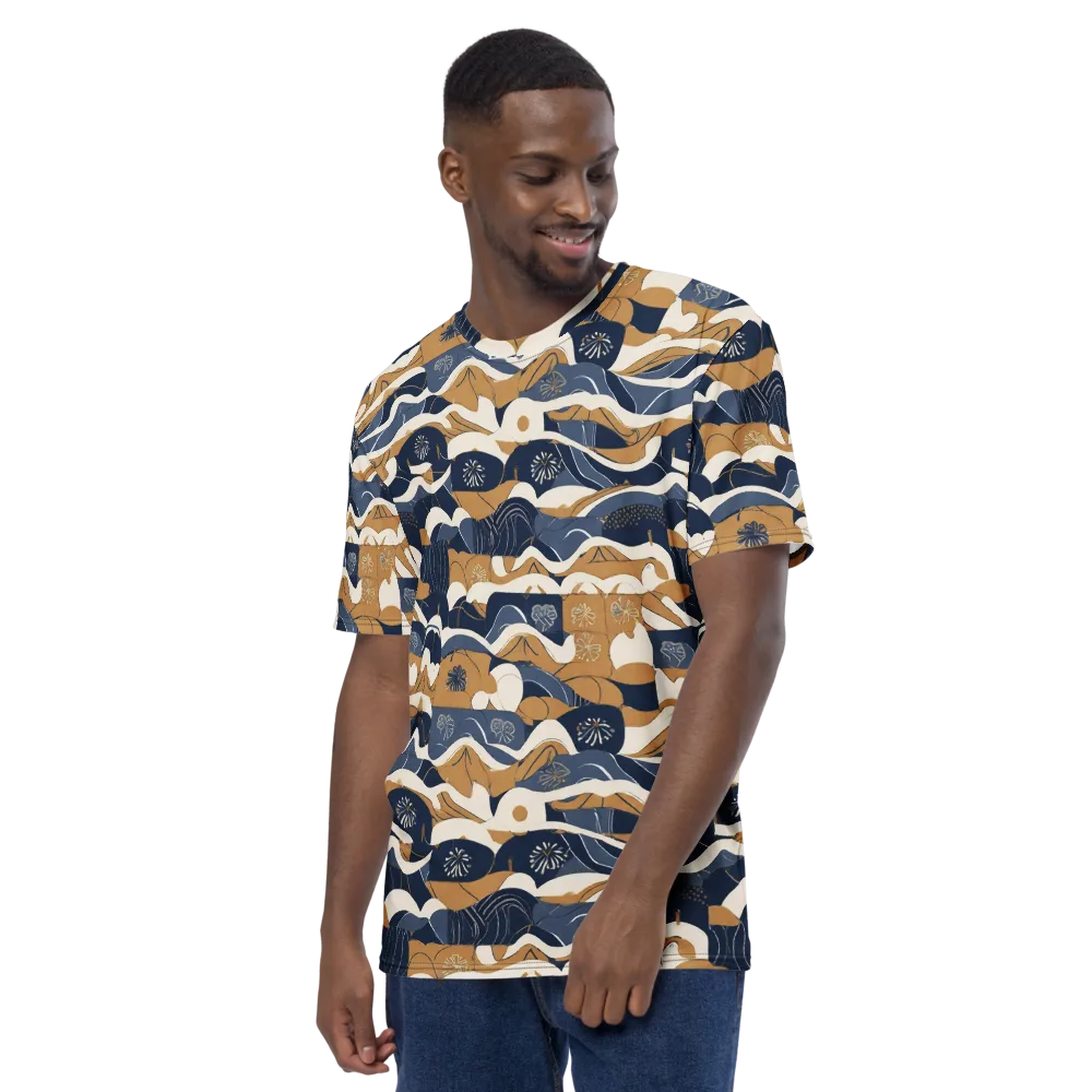 Indigo Tide Almanac on Men's Crew Neck T-Shirt — Left