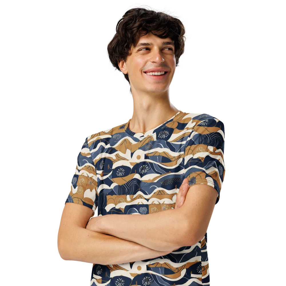 Indigo Tide Almanac on Men's Crew Neck T-Shirt — Left Front