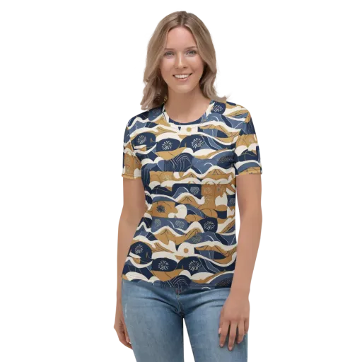 Indigo Tide Almanac on a Women's Crew Neck T-Shirt