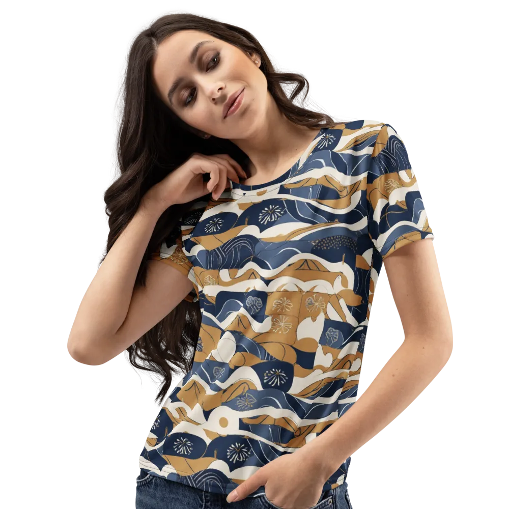 Indigo Tide Almanac on Women's Crew Neck T-Shirt — Left Front