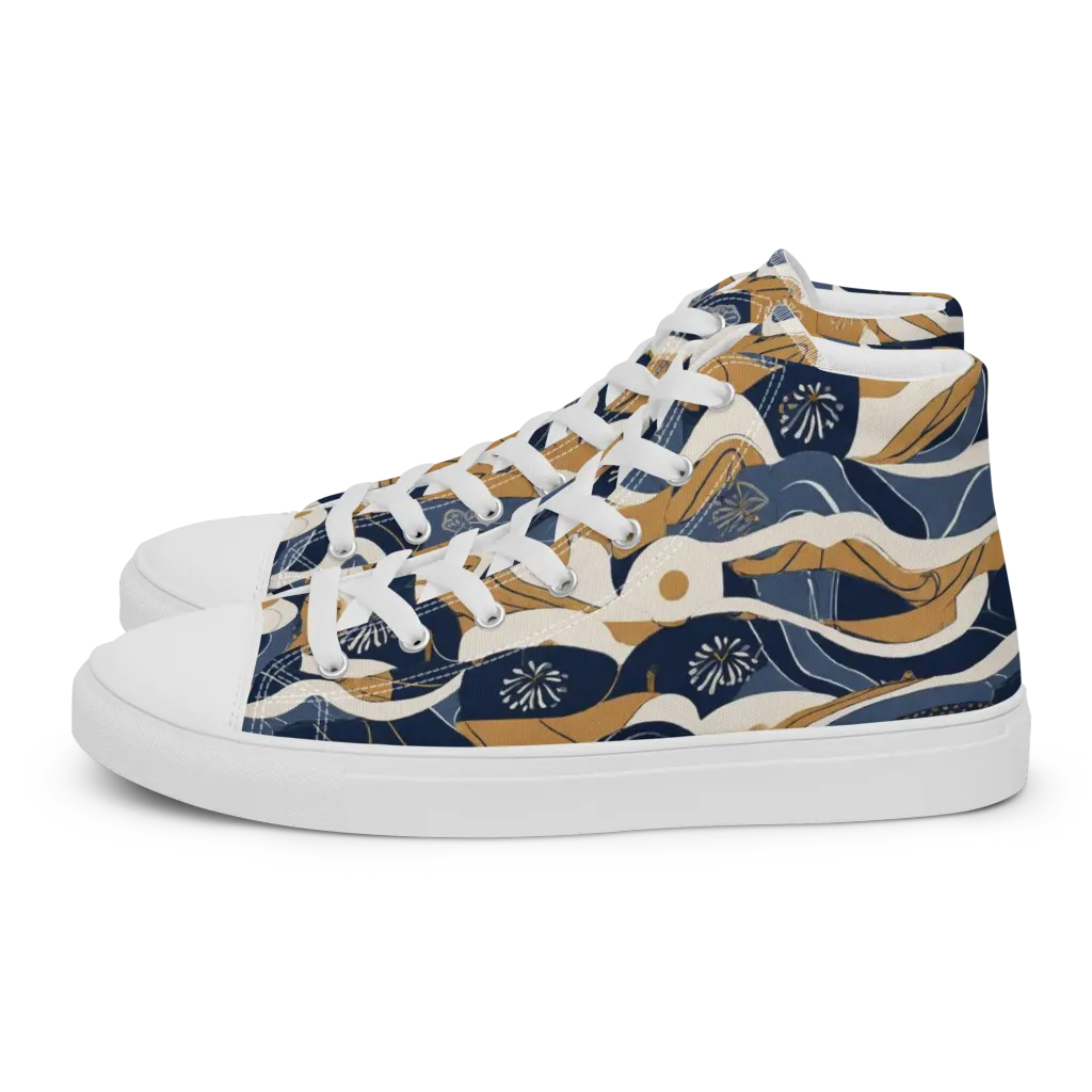 Indigo Tide Almanac on Women's High Top Canvas Shoes — Left