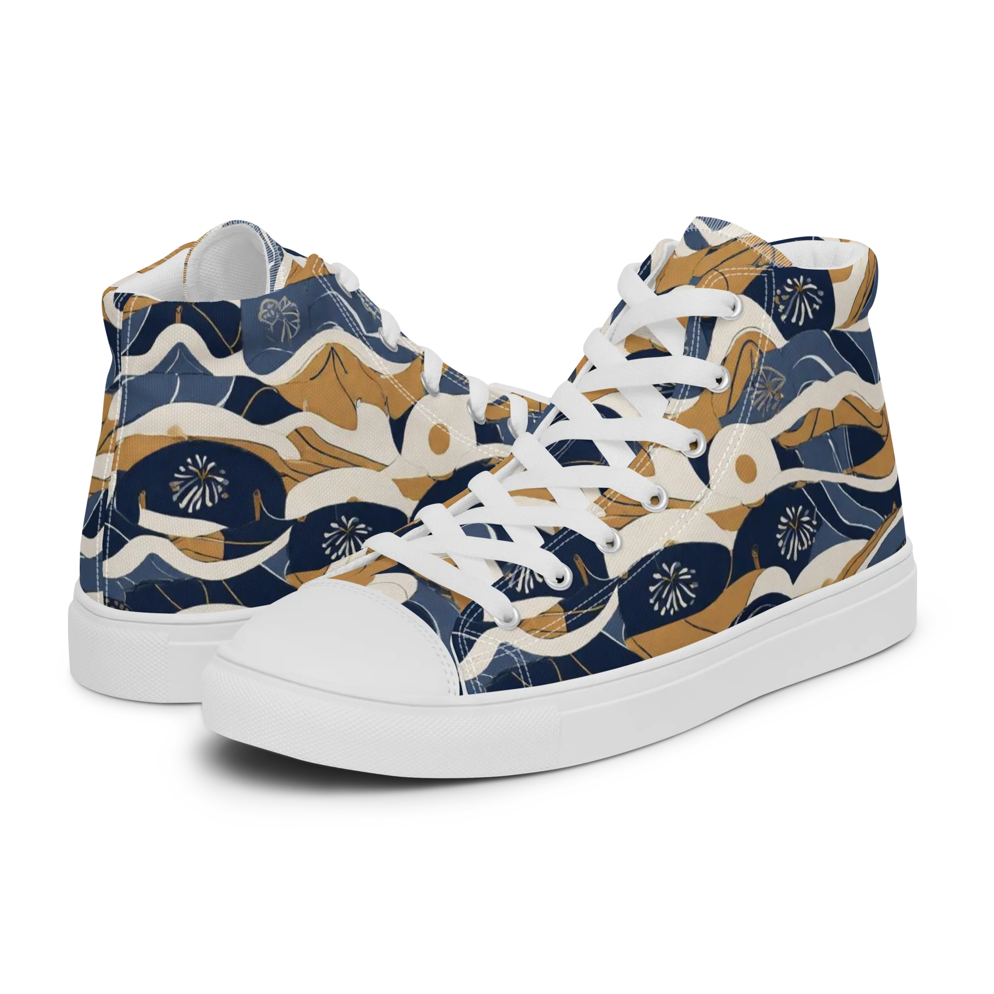 Indigo Tide Almanac on Women's High Top Canvas Shoes — Left